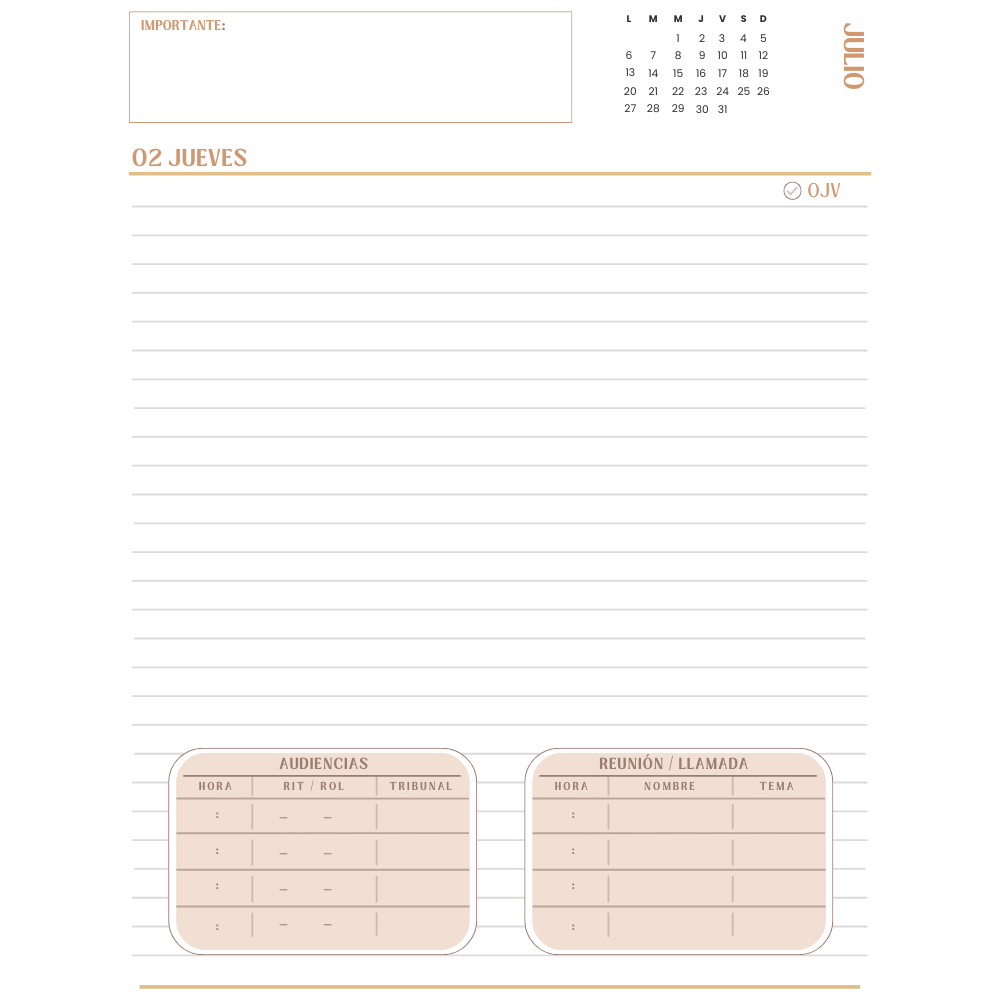 Vista diaria de la Agenda Litigante 2026