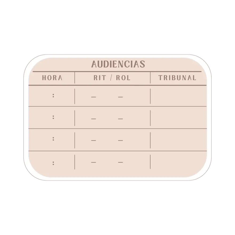 Widget de audiencias de la Agenda Litigante 2026